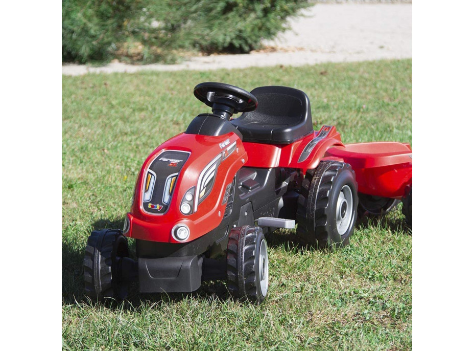 SMOBY Šliapací traktor Farmer XL červený s vozíkom