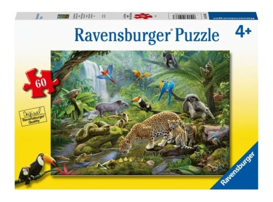 RAVENSBURGER Puzzle Zvieratá v dažďovom pralese 60 dielikov