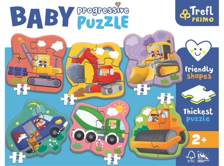 TREFL Baby puzzle Na stavenisku 6v1 (2-6 dielikov)