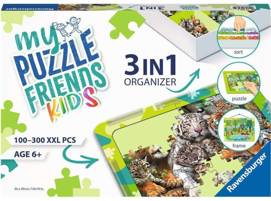 RAVENSBURGER Sada na skladanie puzzle My Puzzle Friends Kids 3v1 zelená