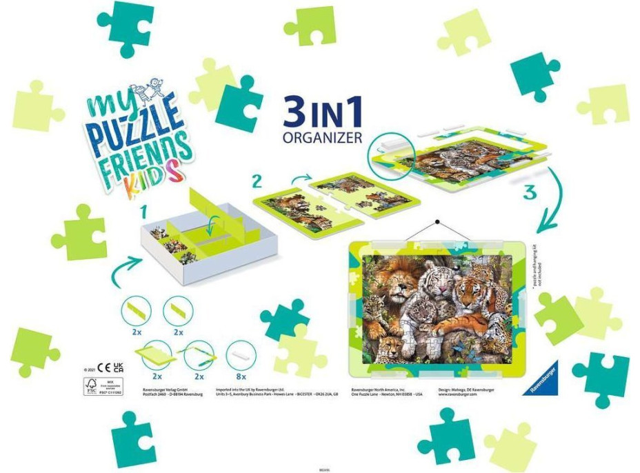 RAVENSBURGER Sada na skladanie puzzle My Puzzle Friends Kids 3v1 zelená