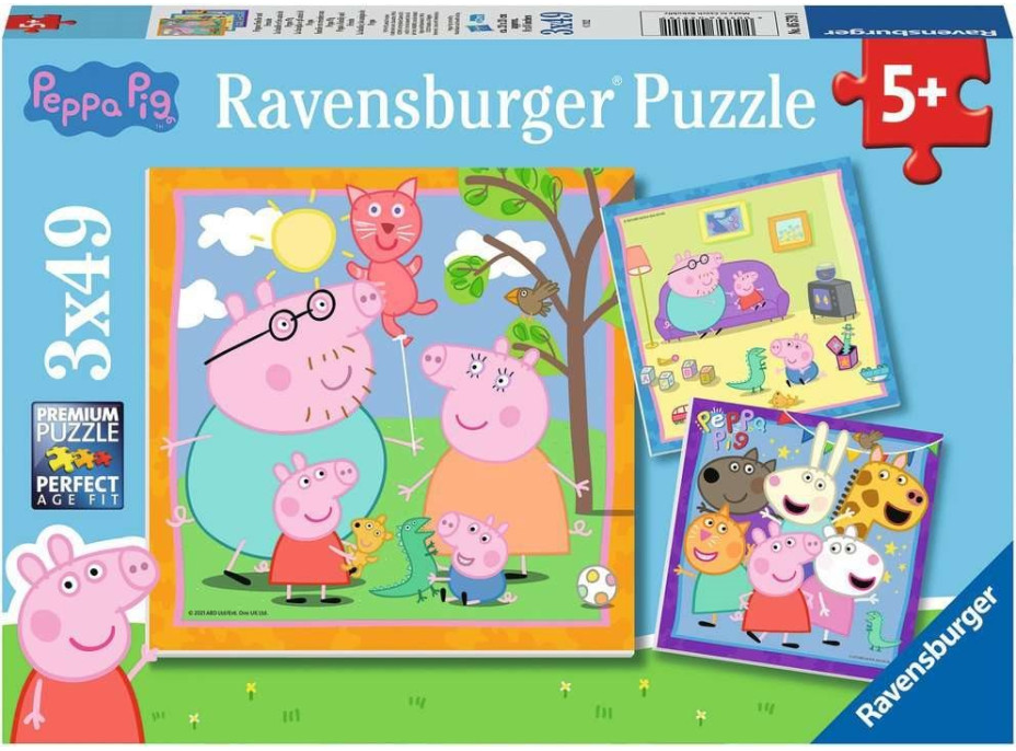 RAVENSBURGER Puzzle Prasiatko Peppa 3x49 dielikov