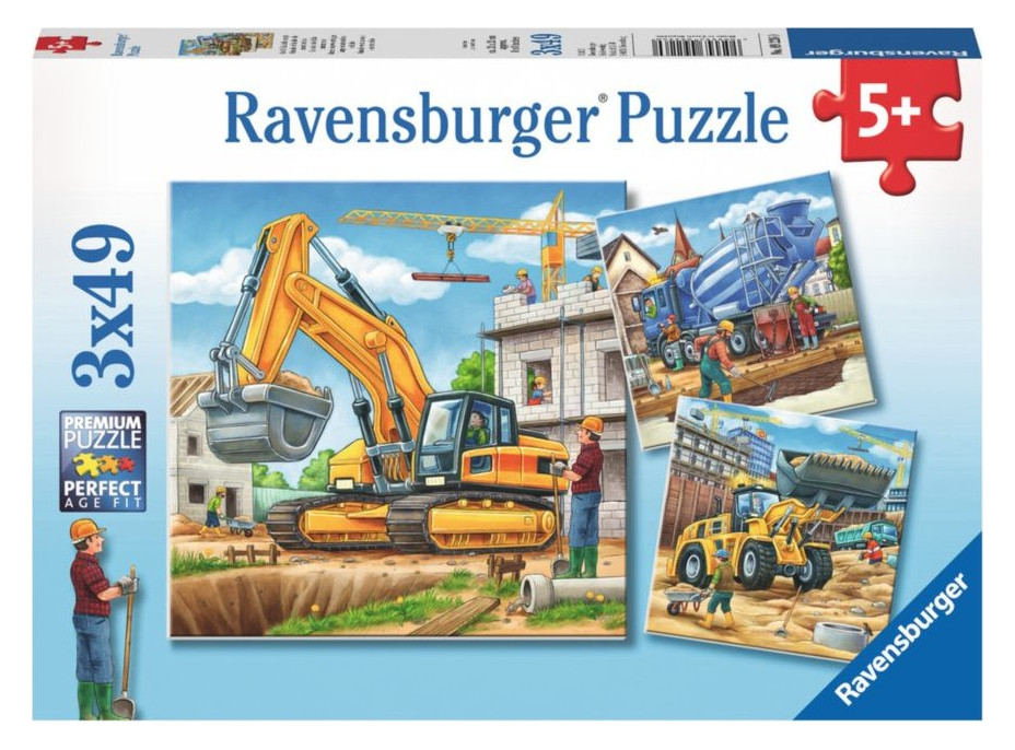 RAVENSBURGER Puzzle Stavebné stroje 3x49 dielikov