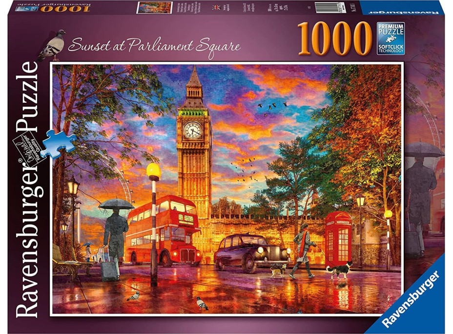 RAVENSBURGER Puzzle Západ slnka na Parlamentnom námestí, Londýn 1000 dielikov