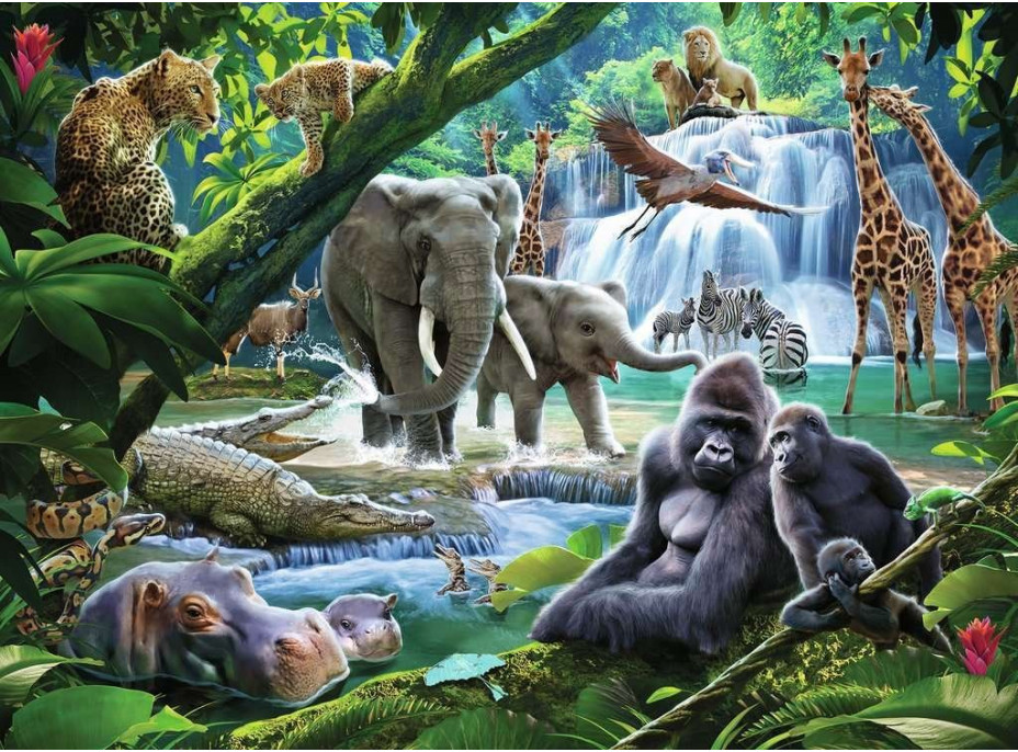 RAVENSBURGER Puzzle Zvieratá z džungle XXL 100 dielikov