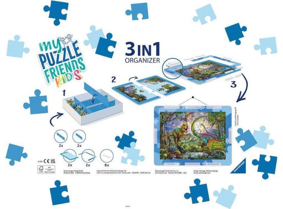 RAVENSBURGER Sada na skladanie puzzle My Puzzle Friends Kids 3v1 modrá