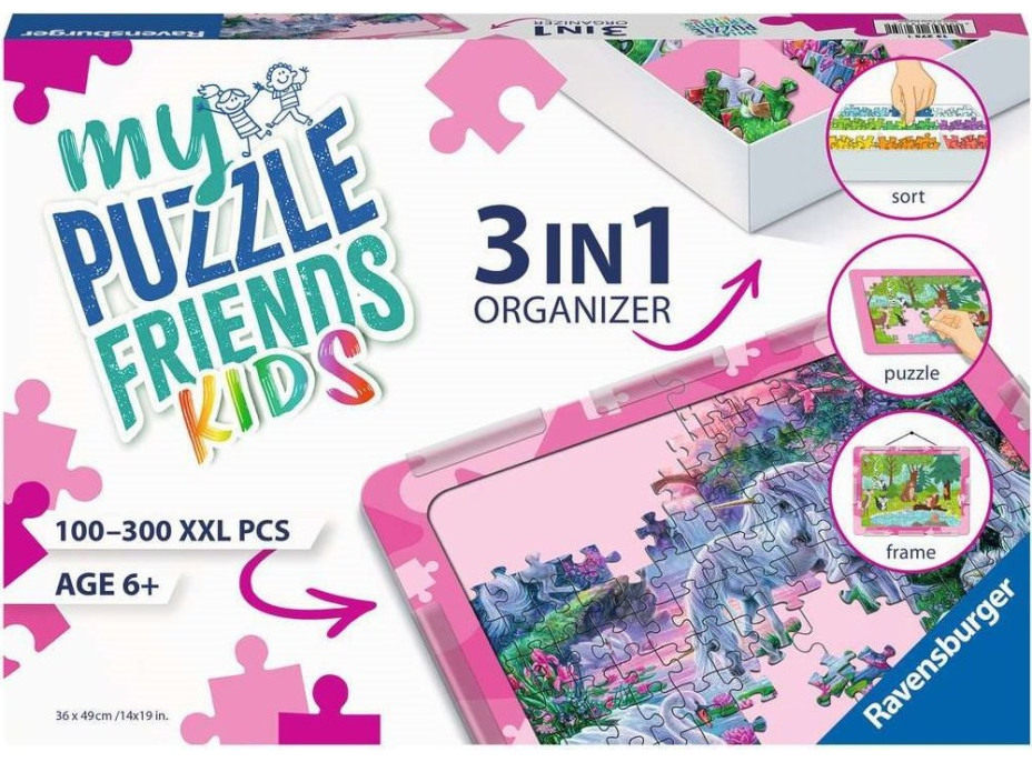 RAVENSBURGER Sada na skladanie puzzle My Puzzle Friends Kids 3v1 ružová