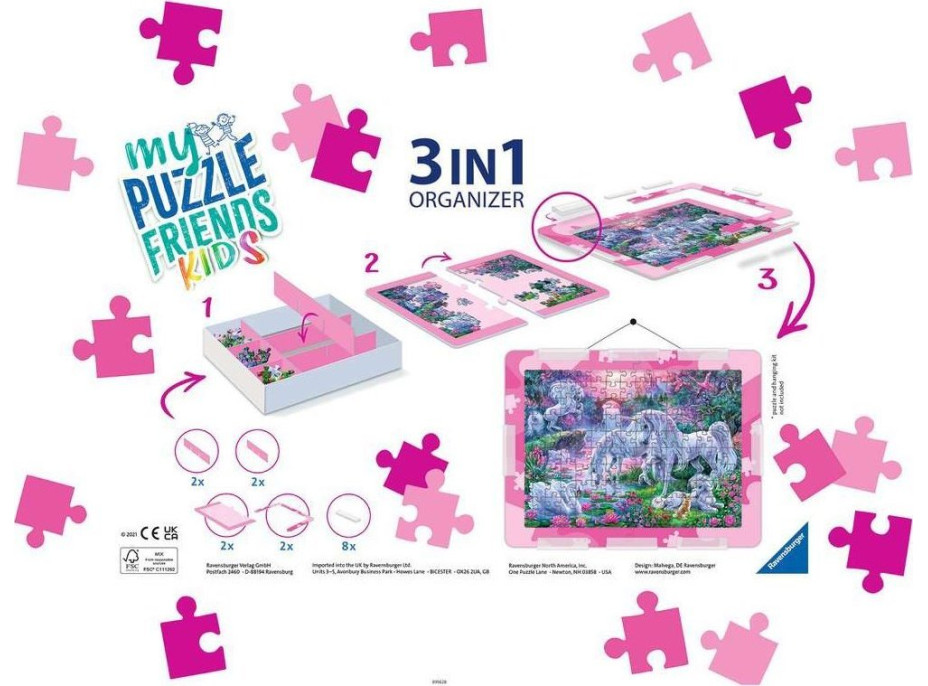 RAVENSBURGER Sada na skladanie puzzle My Puzzle Friends Kids 3v1 ružová