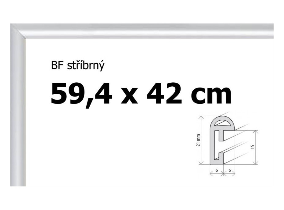 BFHM Plastový rám na puzzle 59,4 x42cm A2 - strieborný