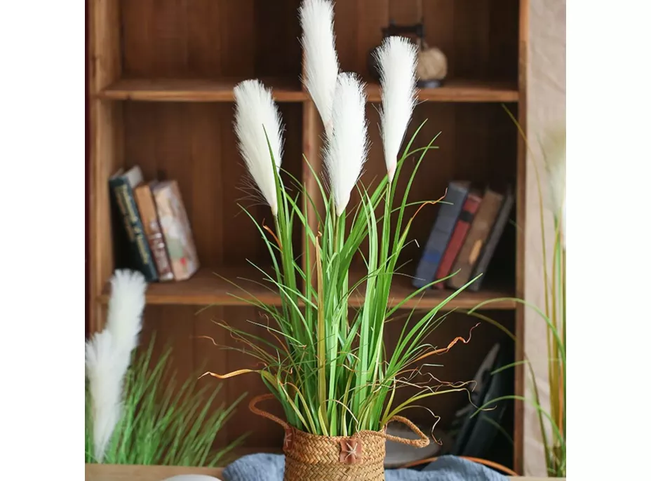 Umelá tráva pampová - 90 cm - ecru biela