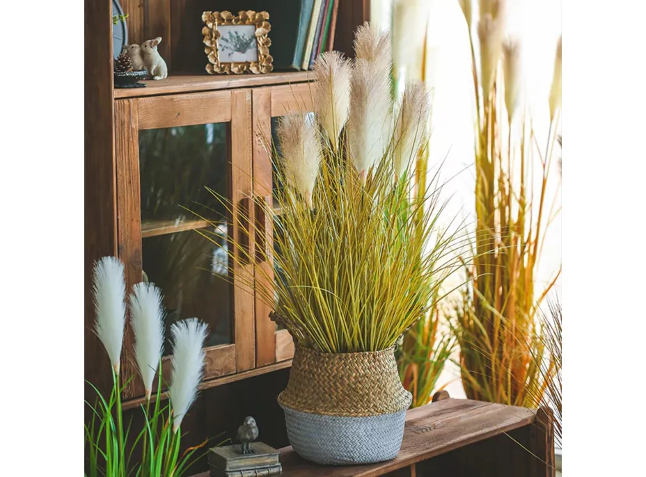 Umelá tráva pampová - 90 cm - ecru biela