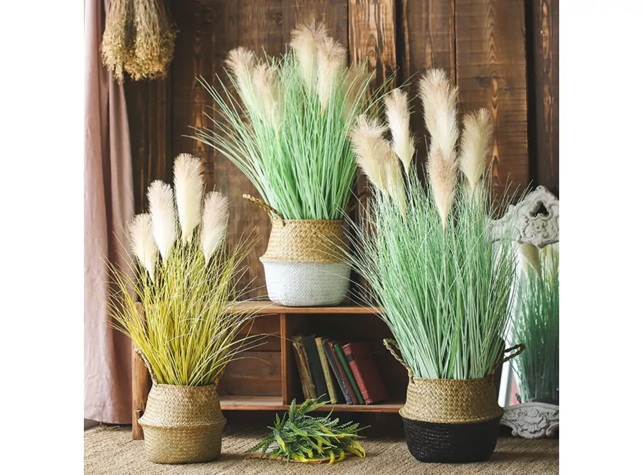 Umelá tráva pampová - 90 cm - ecru biela