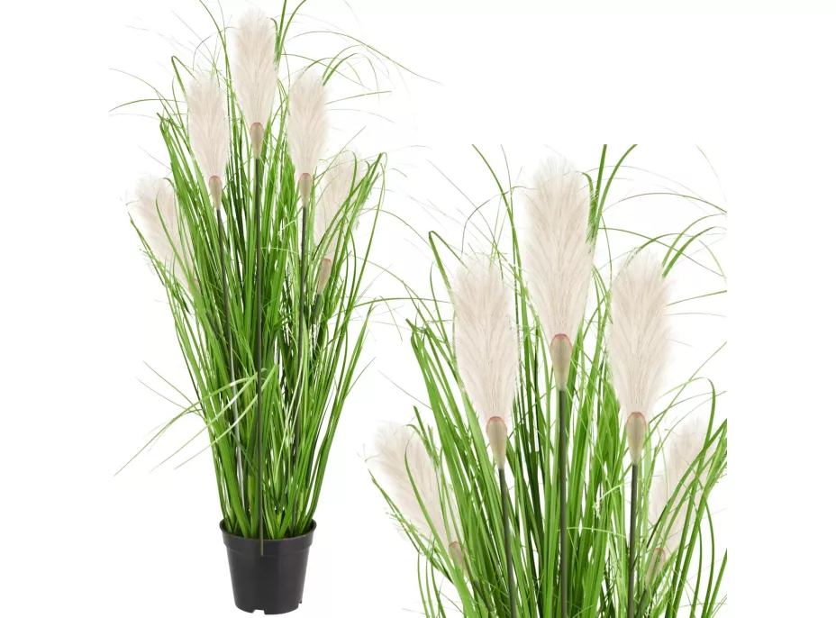 Umelá tráva pampová - 90 cm - ecru biela