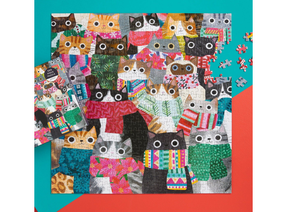 GALISON Štvorcové puzzle Zimné mačky 500 dielikov