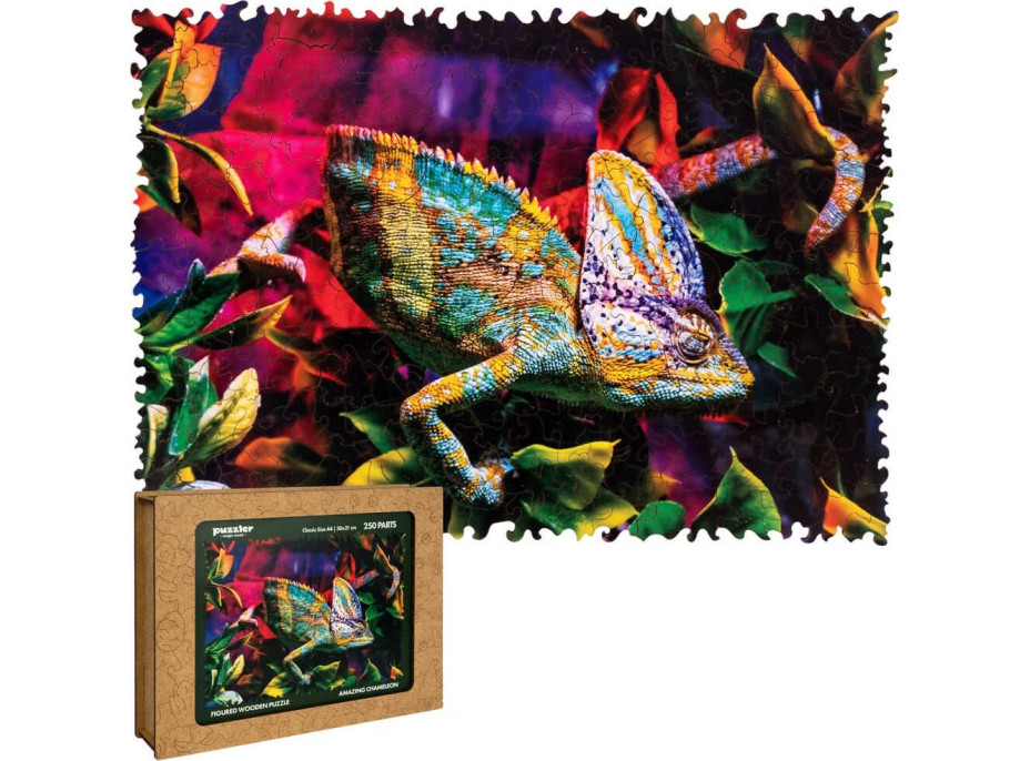 PUZZLER Drevené puzzle Úžasný chameleón 250 dielikov