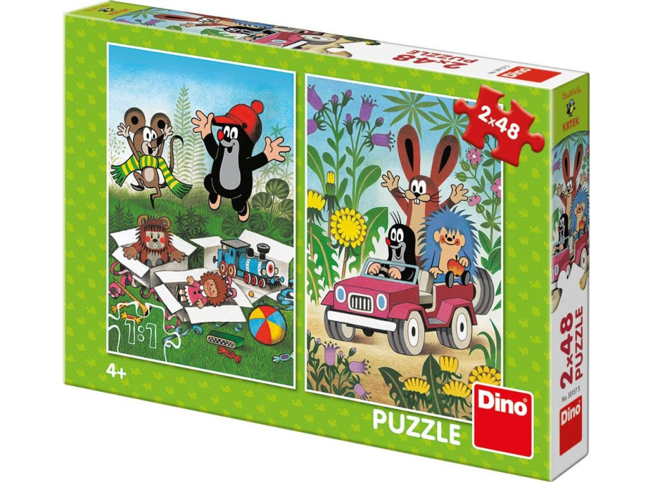DINO Puzzle Krtko sa raduje, Krtko a autíčko 2x48 dielikov