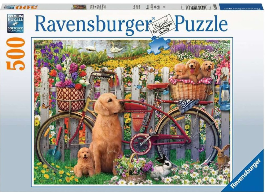 RAVENSBURGER Puzzle Roztomilé psy v záhrade 500 dielikov