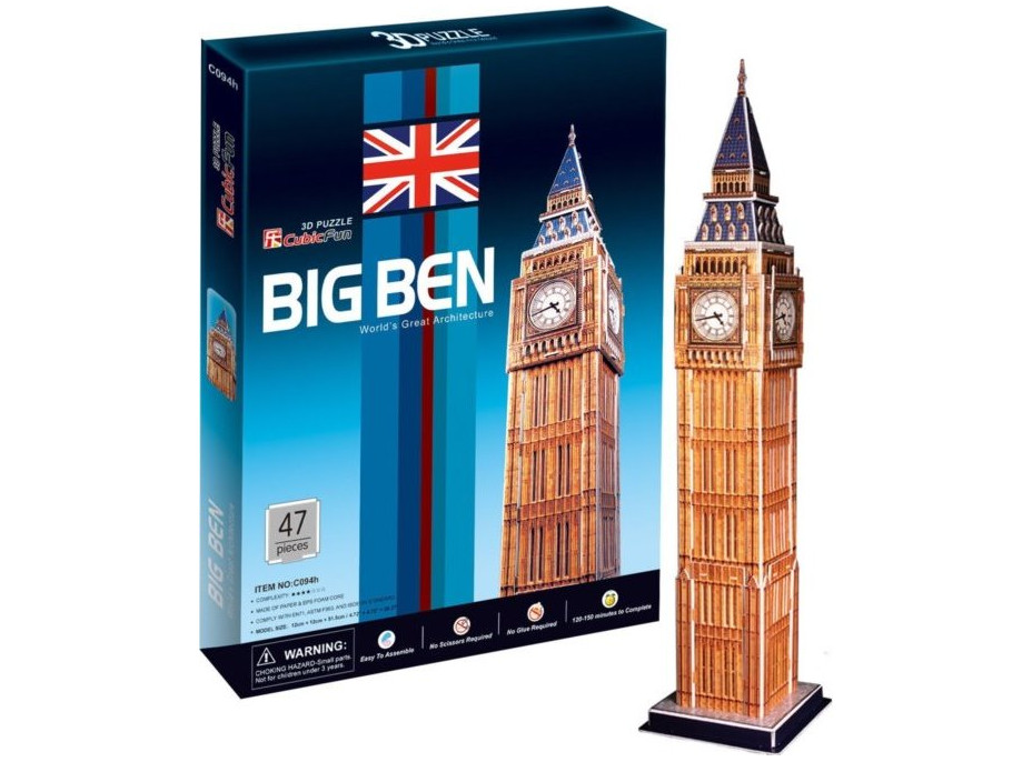 CUBICFUN 3D puzzle Big Ben (stredný) 47 dielikov