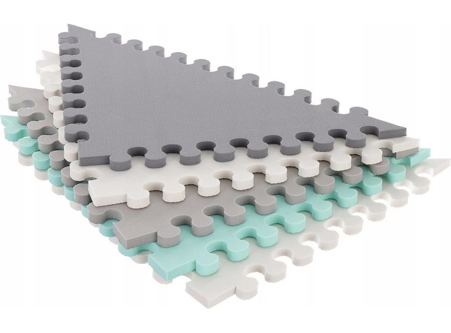Matadi Penové puzzle šedo-zelené Trojuholníky s okrajmi