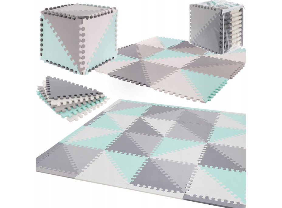 Matadi Penové puzzle šedo-zelené Trojuholníky s okrajmi