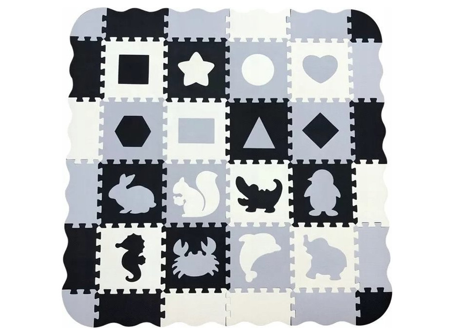 Matadi Penové puzzle šedé Zvieratká a tvary (28x28)