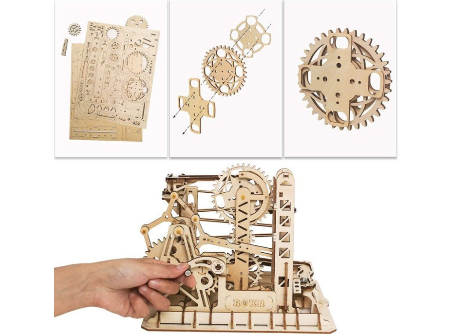 ROBOTIME Roker 3D drevené puzzle Guľôčková dráha: Explorer 260 dielikov