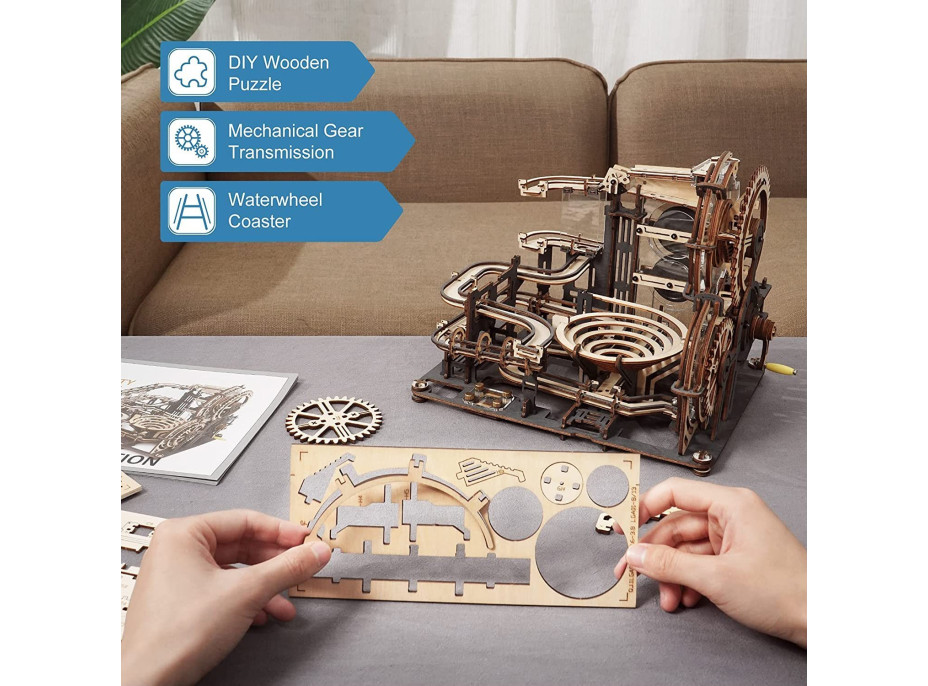 ROBOTIME Roker 3D drevené puzzle Guličková dráha: Nočné mesto 294 dielikov