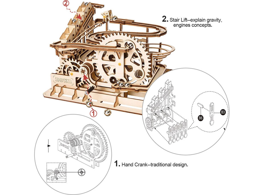 ROBOTIME Roker 3D drevené puzzle Guličková dráha: Parkour 254 dielikov