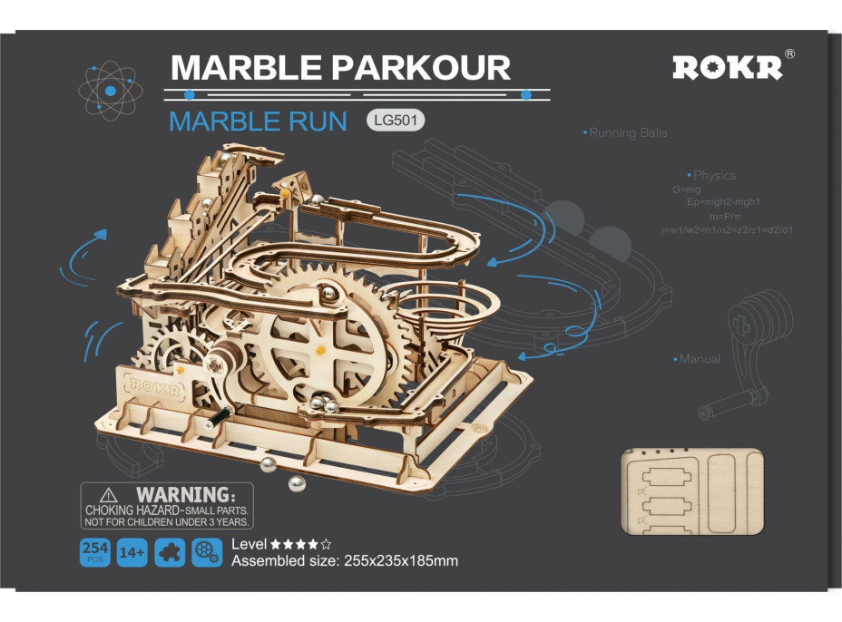 ROBOTIME Roker 3D drevené puzzle Guličková dráha: Parkour 254 dielikov