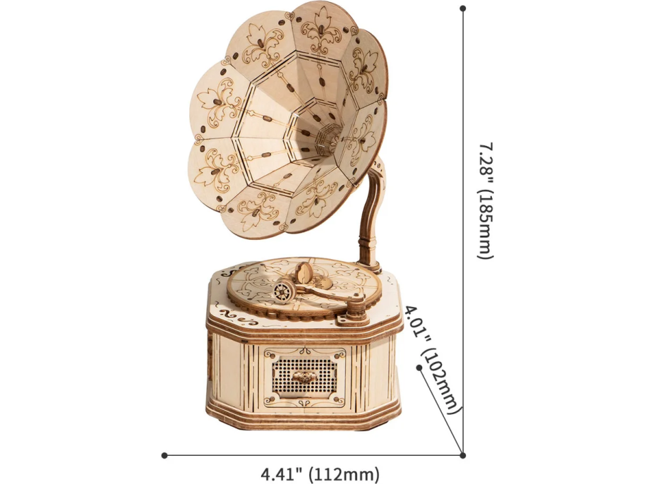 ROBOTIME Rolife 3D drevené puzzle Gramofón 122 dielikov