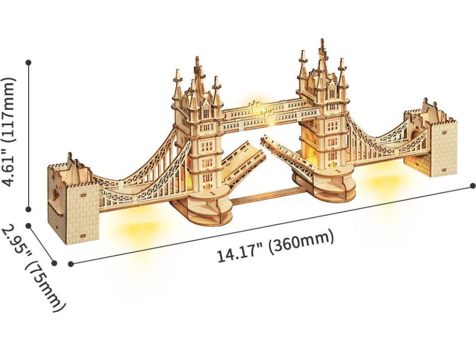 ROBOTIME Rolife Svietiace 3D drevené puzzle Tower Bridge 113 dielikov