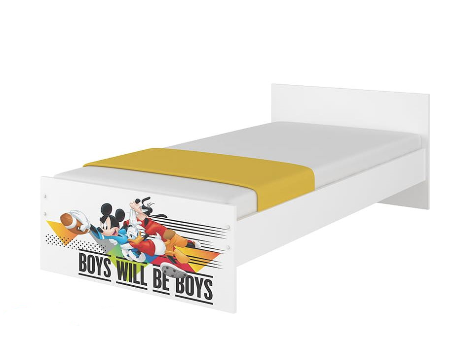 Detská posteľ MAX bez šuplíka Disney - MICKEY A KAMARÁDI 200x90 cm, biela, bez zábran