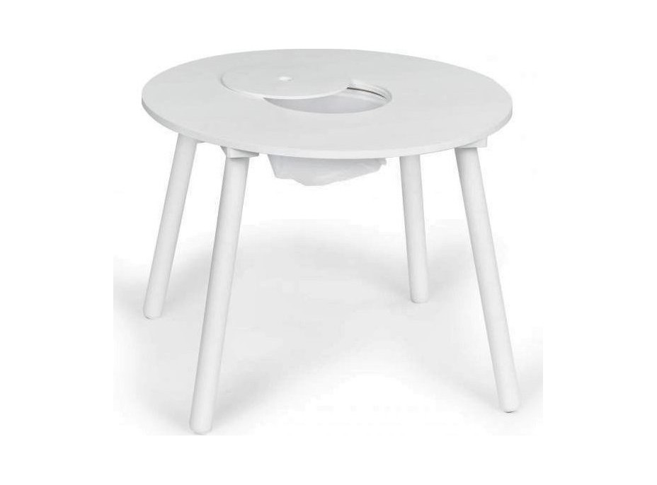 ECOTOYS Detský okrúhly drevený stôl s dvoma stoličkami biely