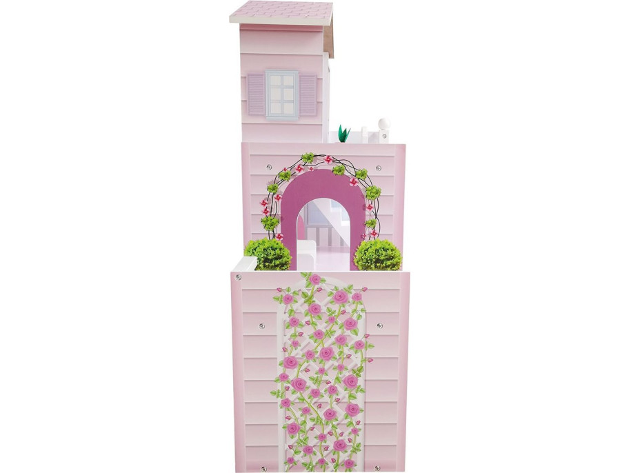 FreeON Drevený domček pre bábiky - svetlo ružový
