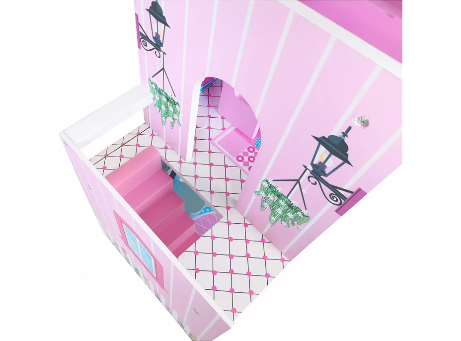 FreeON Drevený domček pre bábiky - ružový