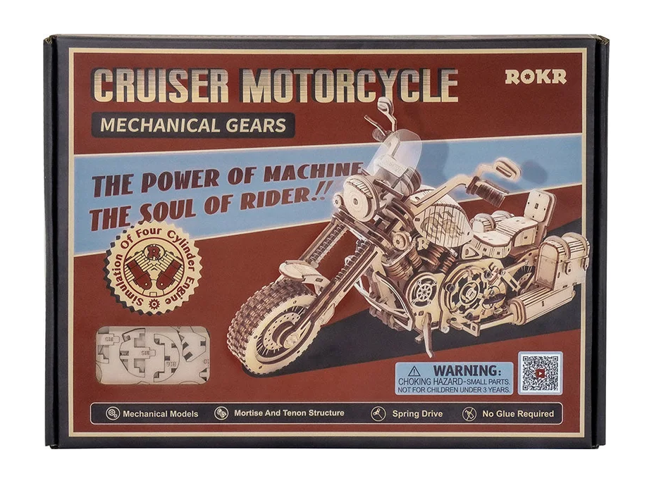 ROBOTIME Roker 3D drevené puzzle Cruiser Motorcycle 420 dielikov