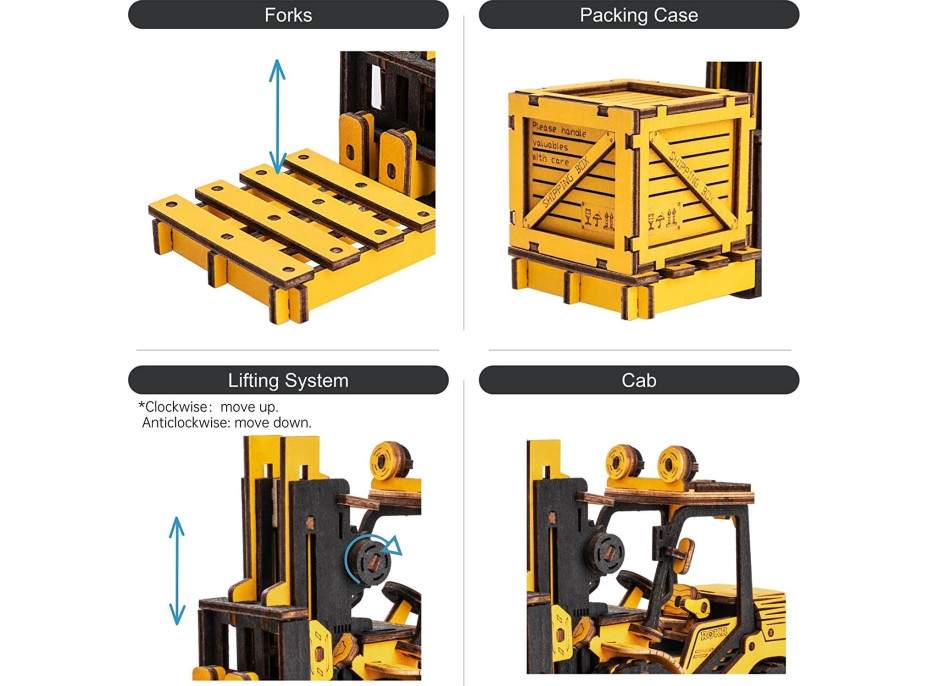 ROBOTIME Roker 3D drevené puzzle Vysokozdvižný vozík 139 dielikov