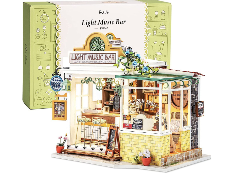ROBOTIME Rolife DYI House: Light Music bar s LED osvetlením