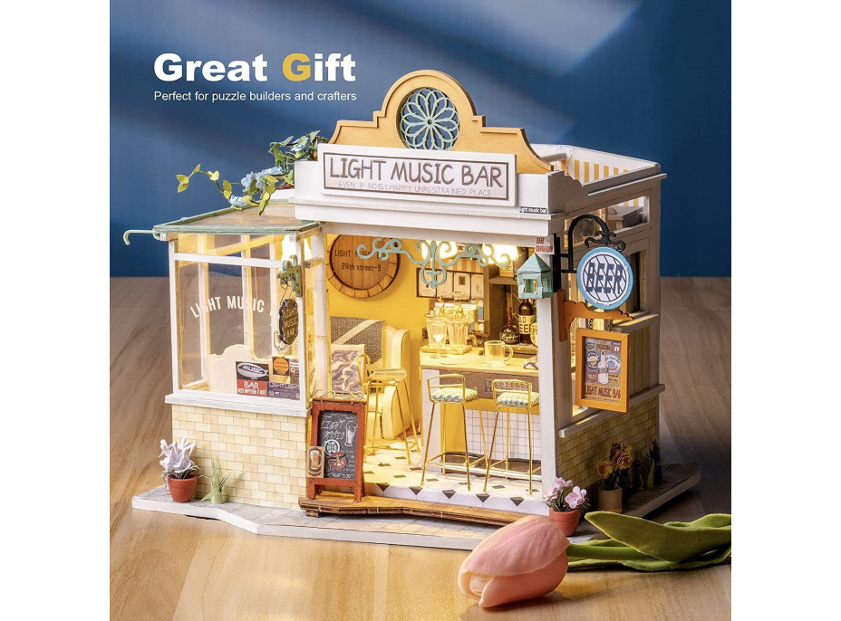 ROBOTIME Rolife DYI House: Light Music bar s LED osvetlením