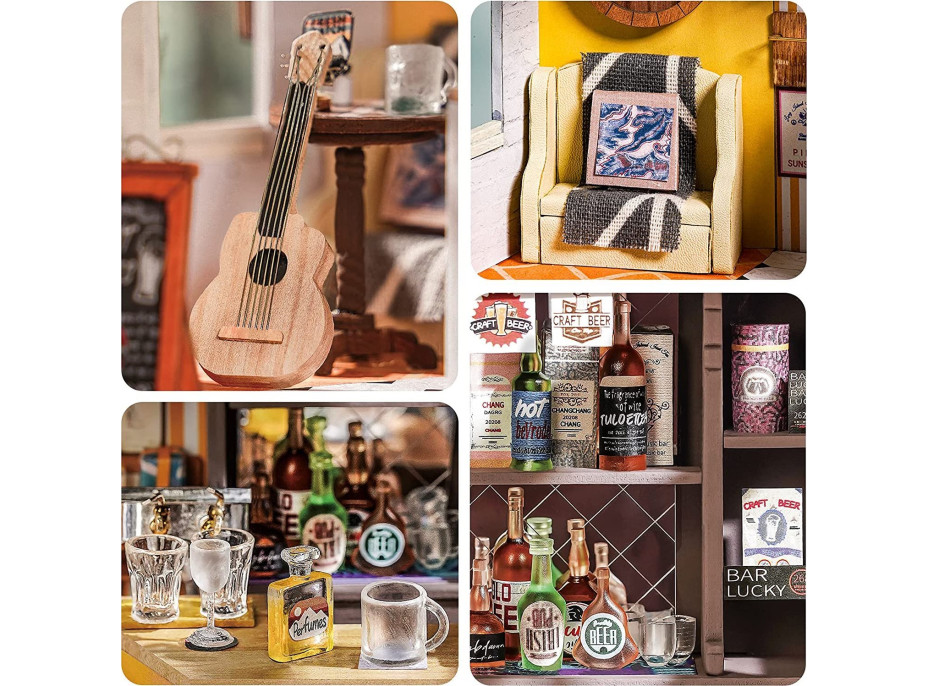 ROBOTIME Rolife DYI House: Light Music bar s LED osvetlením