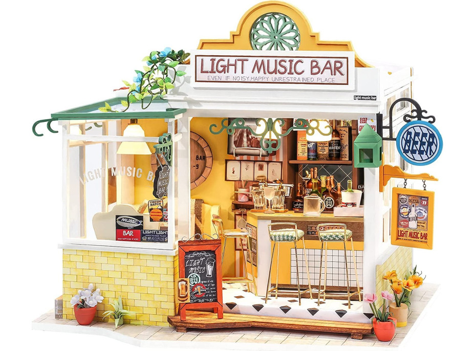 ROBOTIME Rolife DYI House: Light Music bar s LED osvetlením