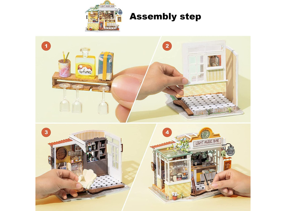 ROBOTIME Rolife DYI House: Light Music bar s LED osvetlením