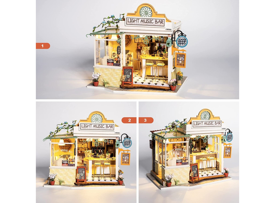 ROBOTIME Rolife DYI House: Light Music bar s LED osvetlením