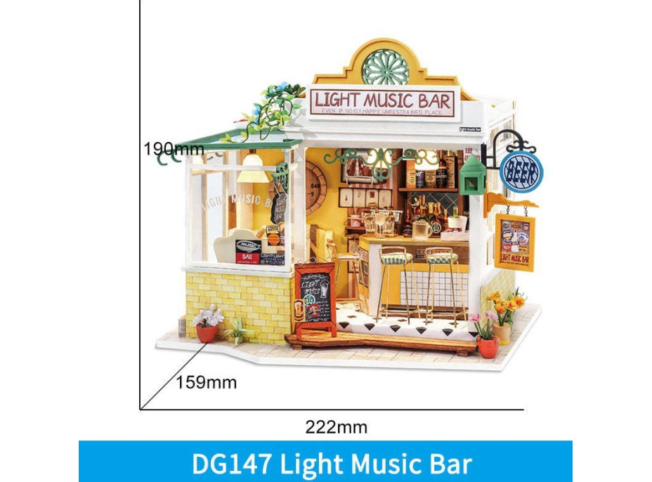 ROBOTIME Rolife DYI House: Light Music bar s LED osvetlením