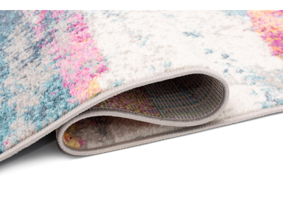 Kusový koberec LAZUR vlny - šedý/modrý/ružový