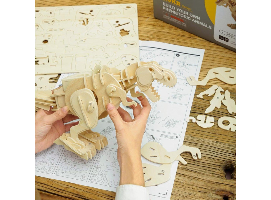 ROBOTIME Roker 3D drevené puzzle Chodiaci T-Rex 85 dielikov