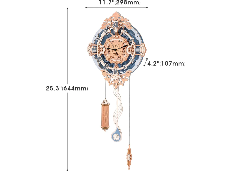 ROBOTIME Roker 3D drevené puzzle Romantické nástenné hodiny 231 dielikov