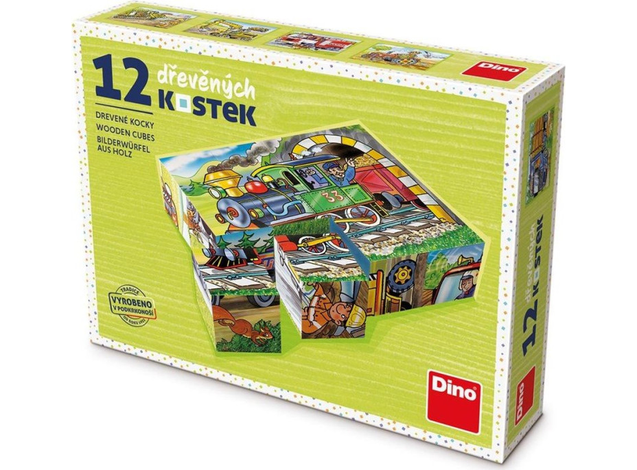 DINO Obrázkové kocky Mašinka, 12 kociek