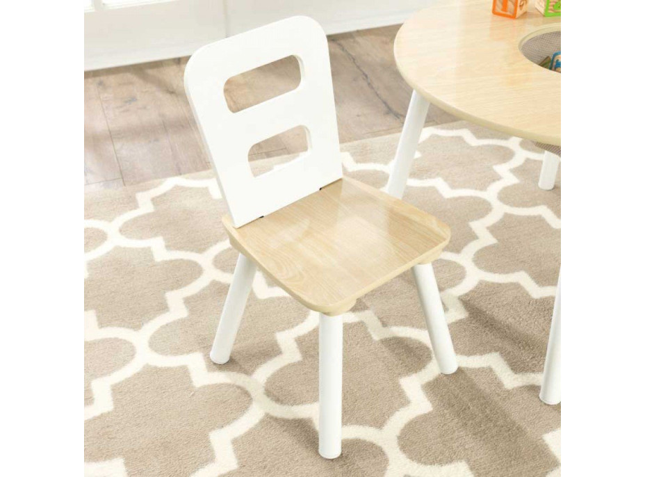 KIDKRAFT Drevený set stôl + 2 stoličky - prírodná, biela