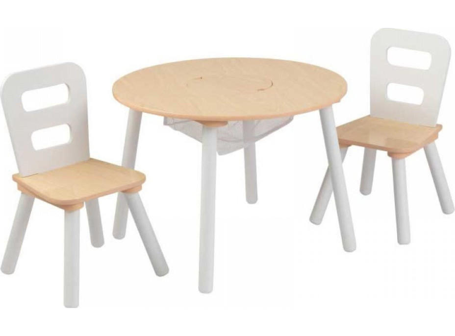 KIDKRAFT Drevený set stôl + 2 stoličky - prírodná, biela